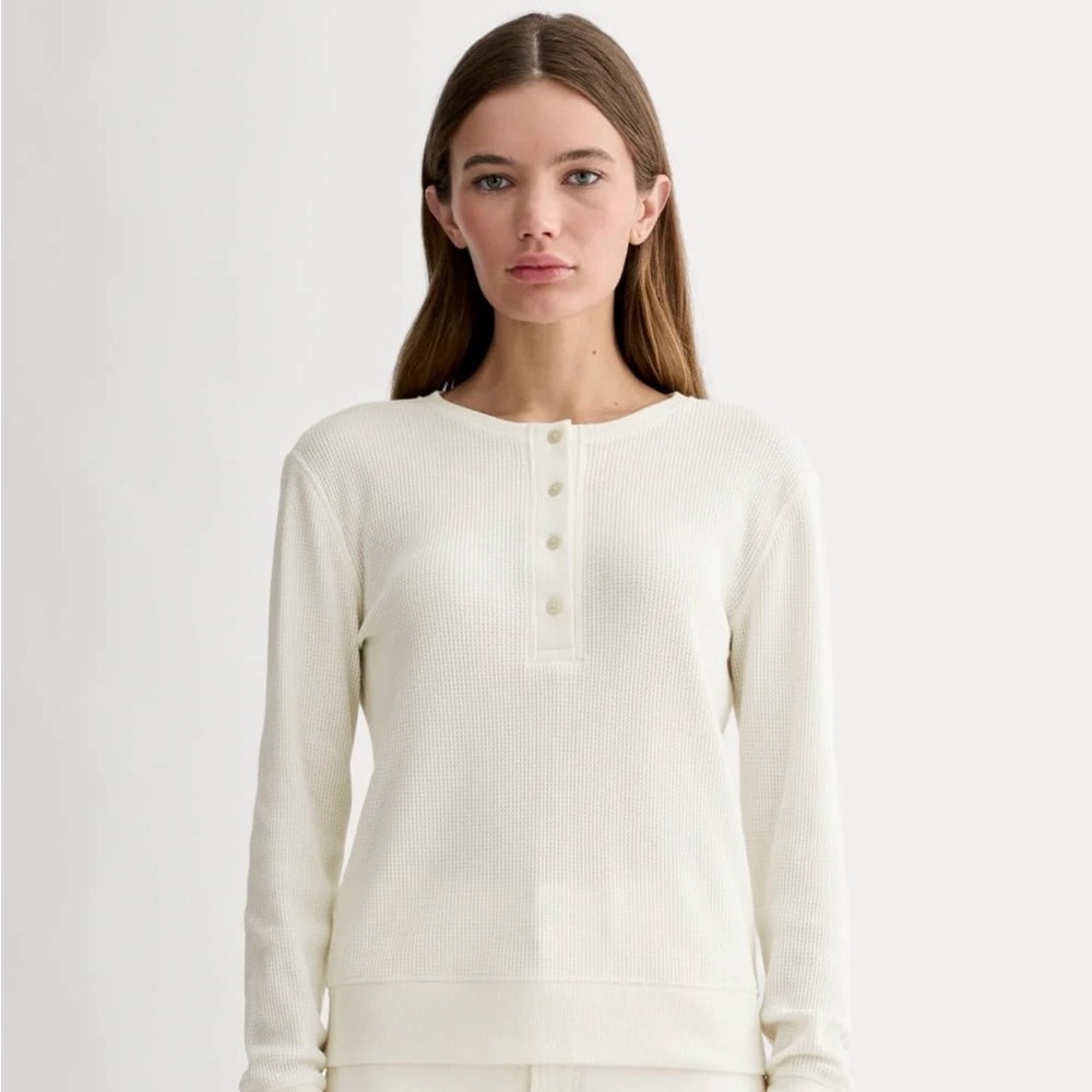 Everlane Women's White Long Sleeve Henley